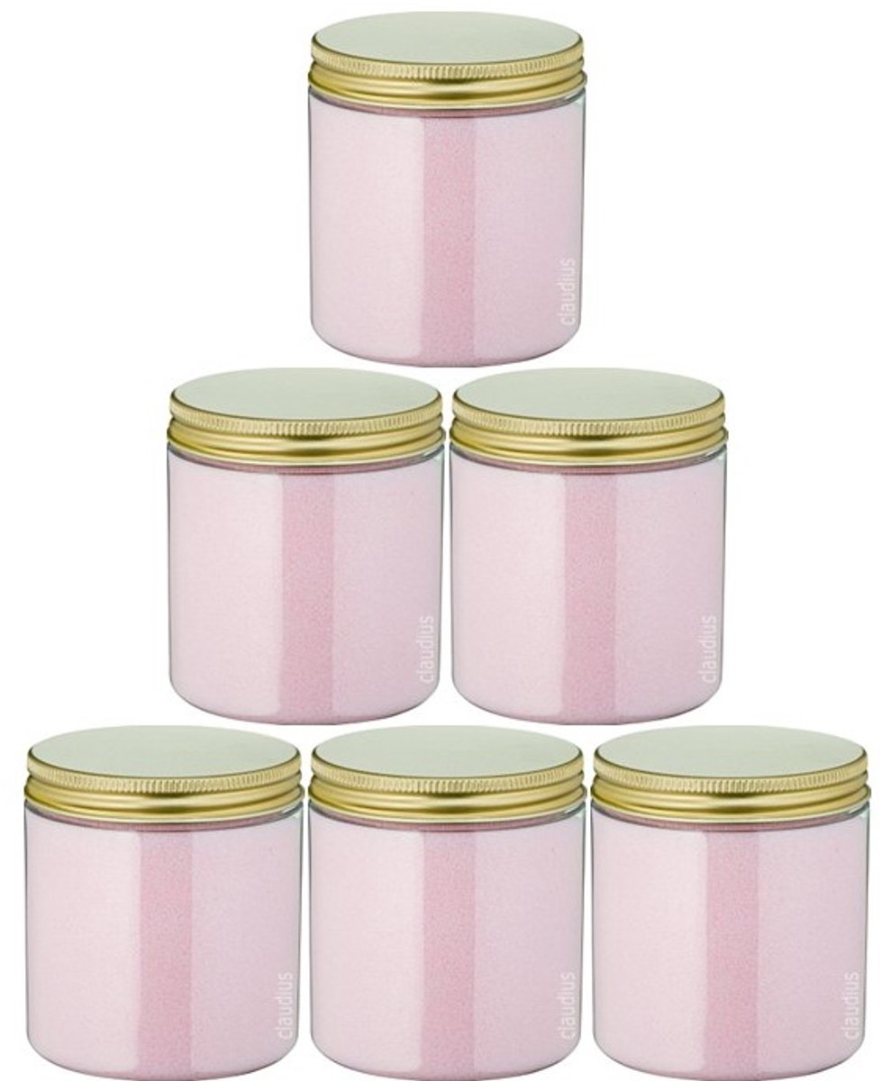 Scrubzout Rozen - 300 gram - Pot met gouden deksel - set van 6 stuks - Hydraterende Lichaamsscrub