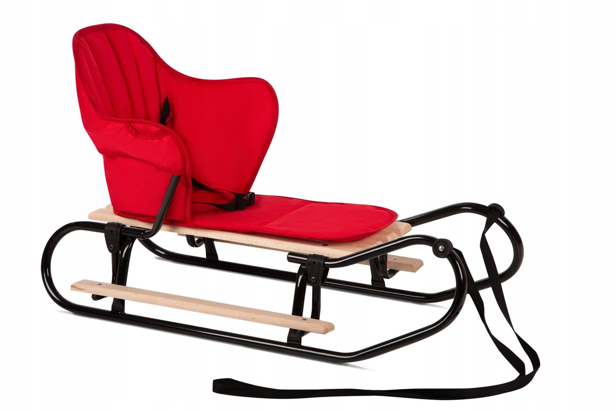Klassieke Kinder Slee met Rugleuning, Voetsteunen en Matras