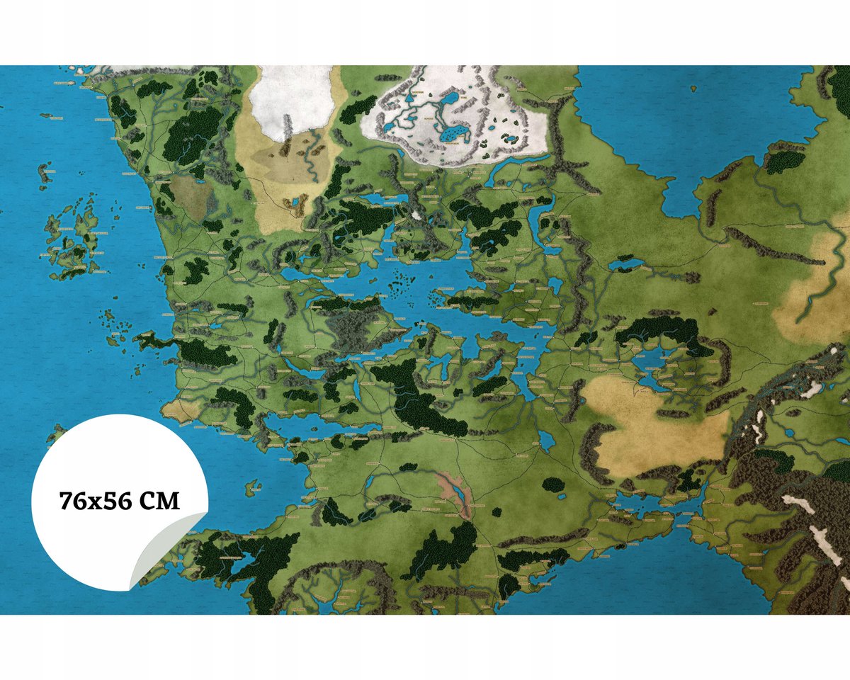 RPG Speelmat Faerûn Kaart 76x56cm - Antislip & Wasbaar