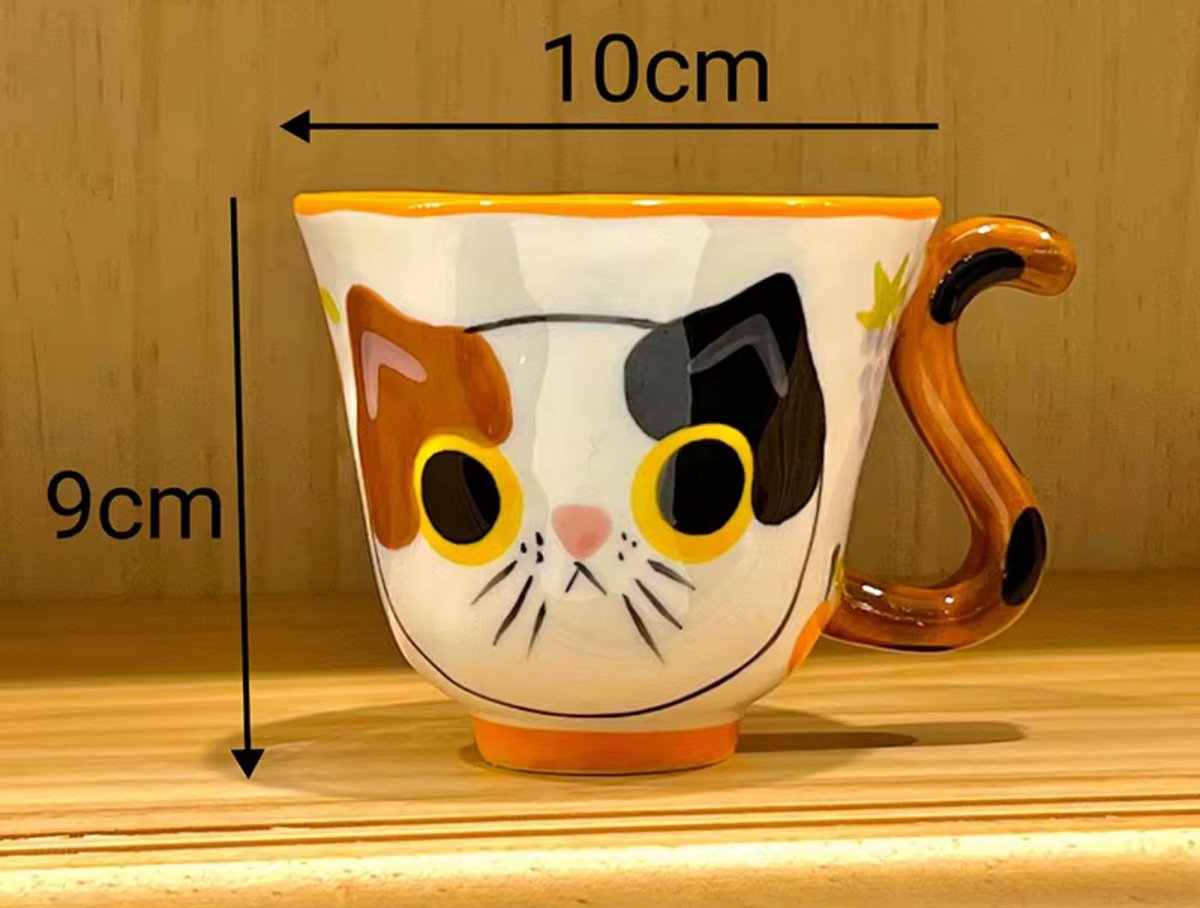 Unieke Handgeschilderde Kattenmok - Met Kattenstaart Oor