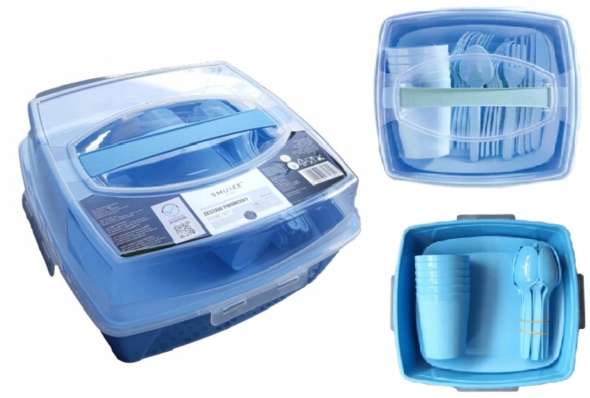 Smukee Picknickset 32 Delen voor 6 Personen - Blauw