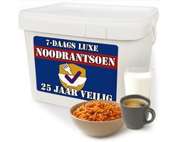 Luxe Noodpakket voor Thuis - Overlevingspakket Oorlog - Weekbox Voedselpakket - Denk Vooruit Overheid - Survival Set & Kit - Nood Ton met Eten en Drinken - Noodrantsoen & Prepper Voeding - Droogvoedsel Pakket 20 tot 25 Jaar Lang Houdbaar