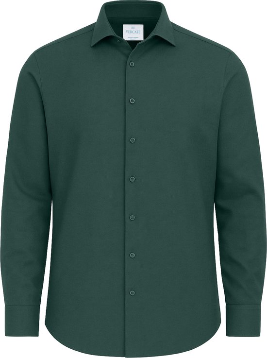 Vercate - Chemise Infroissable Sans Repassage - Vert - Coupe Regular - Katoen Bamboe - Manches Longues - Homme - Taille 40/M