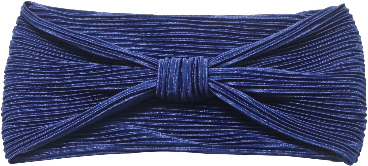 Emilie collection - haarband - blauw - Satijn - Plissé - strik