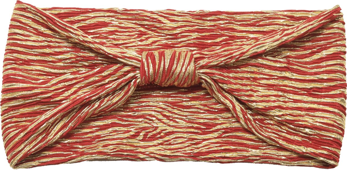 Emilie collection – Haarband – Rood - Goud – Glitterstof – Elastisch – Strikdetail