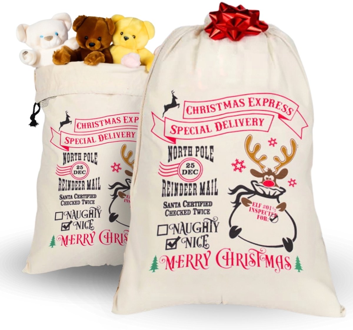 Zolta - Jutten Kerstcadeau Zak - 70x50cm - Ecologisch - Beige met Afbeeldingen