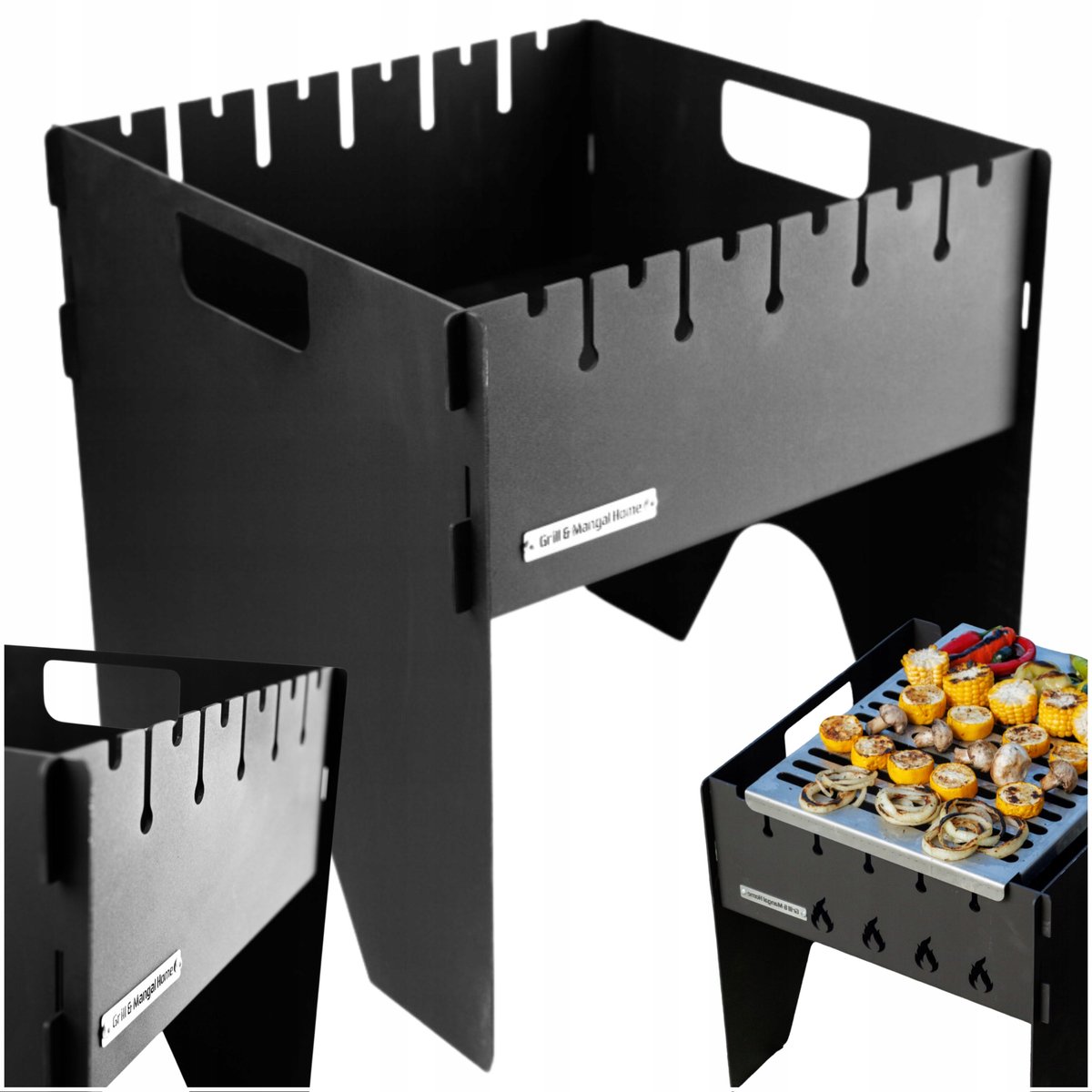 Mangal Grill opvouwbaar voor 6 spiesen, metaal 2,5 mm, met etui
