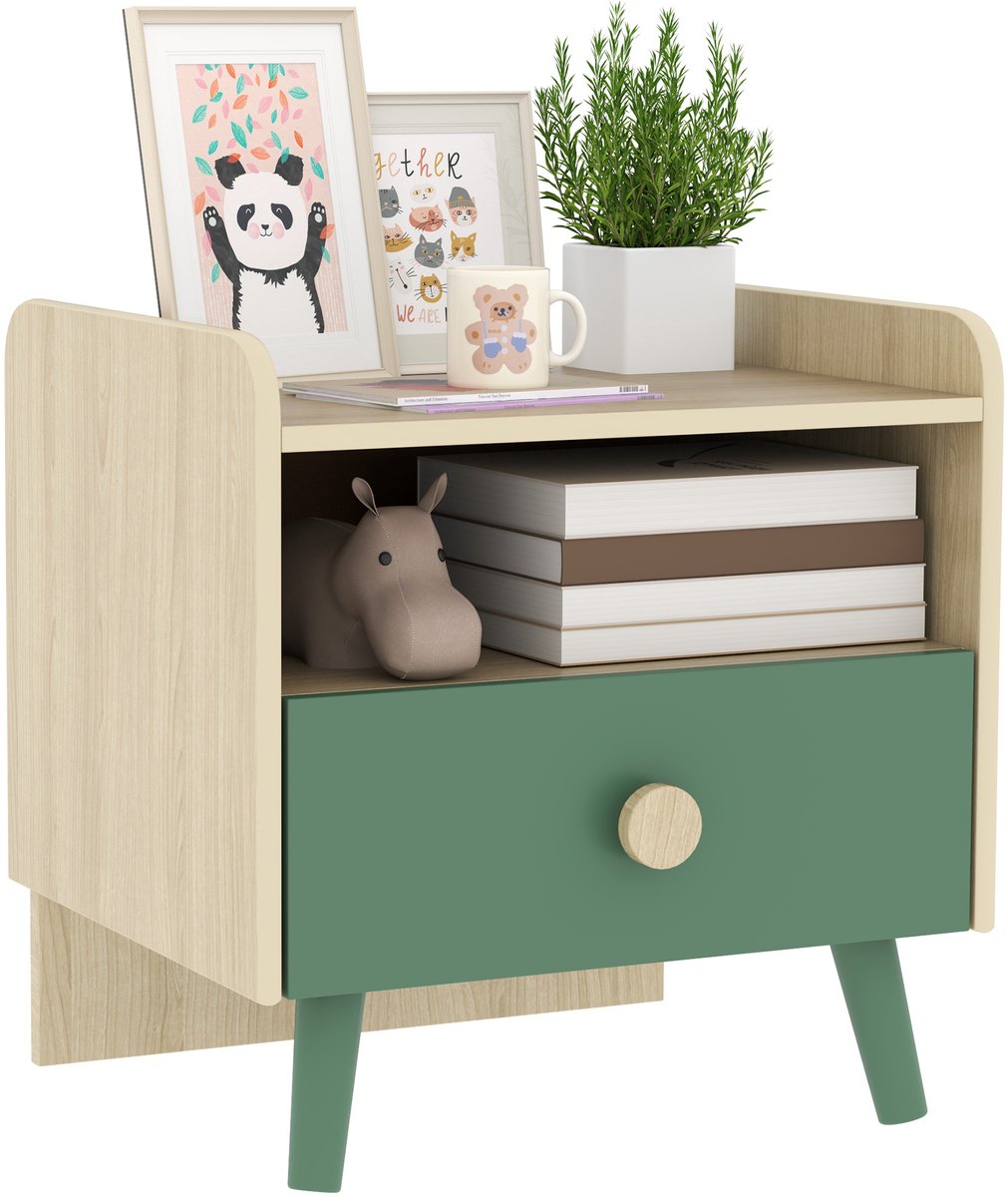 AIYAPLAY - Kindernachtkastje - Hout - 40x32,5x40cm - Groen