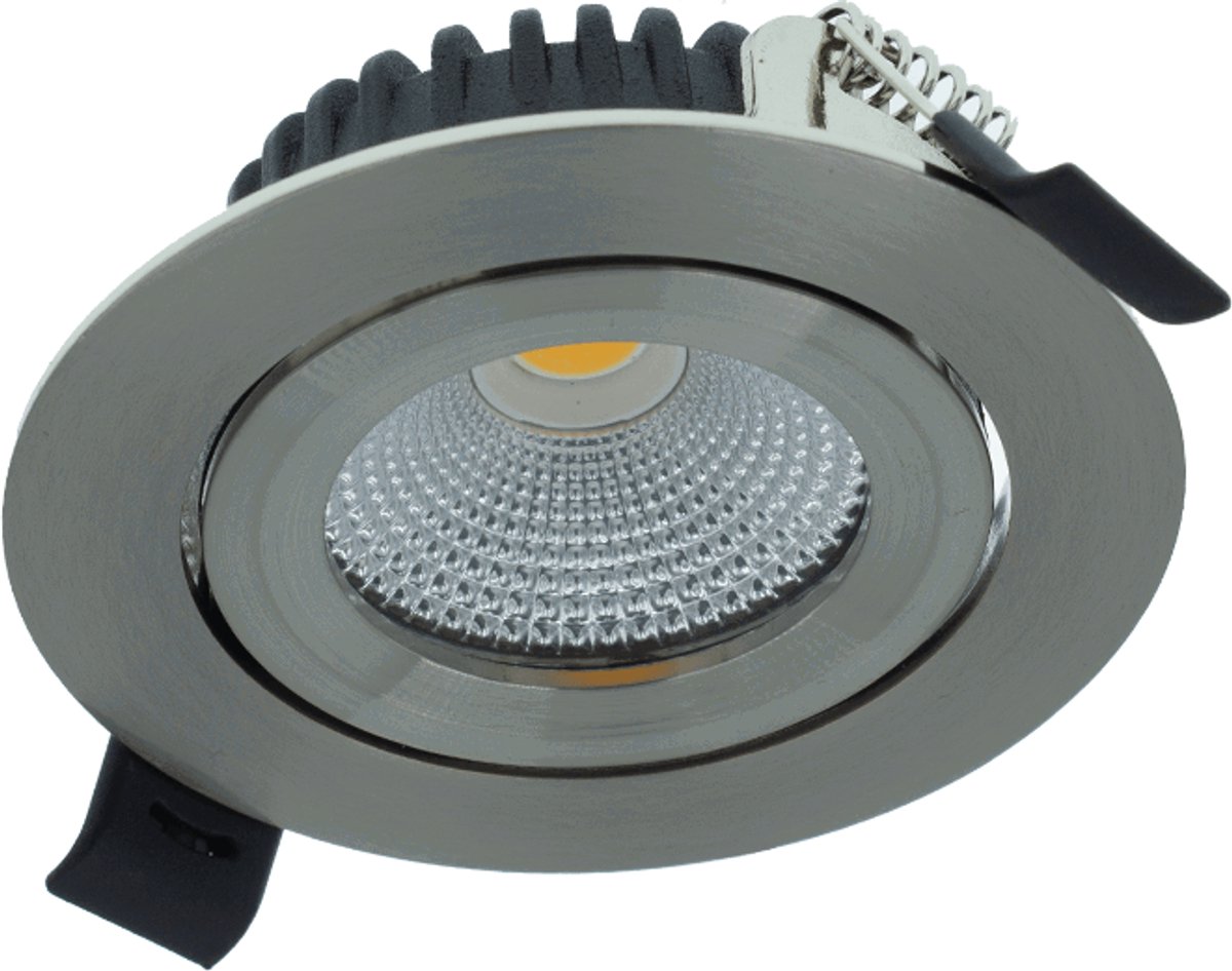 LED inbouwspot Zilver - 5W - 1 stuk - dimbaar warm wit 3000K IP44 geschikt voor vochtige ruimtes