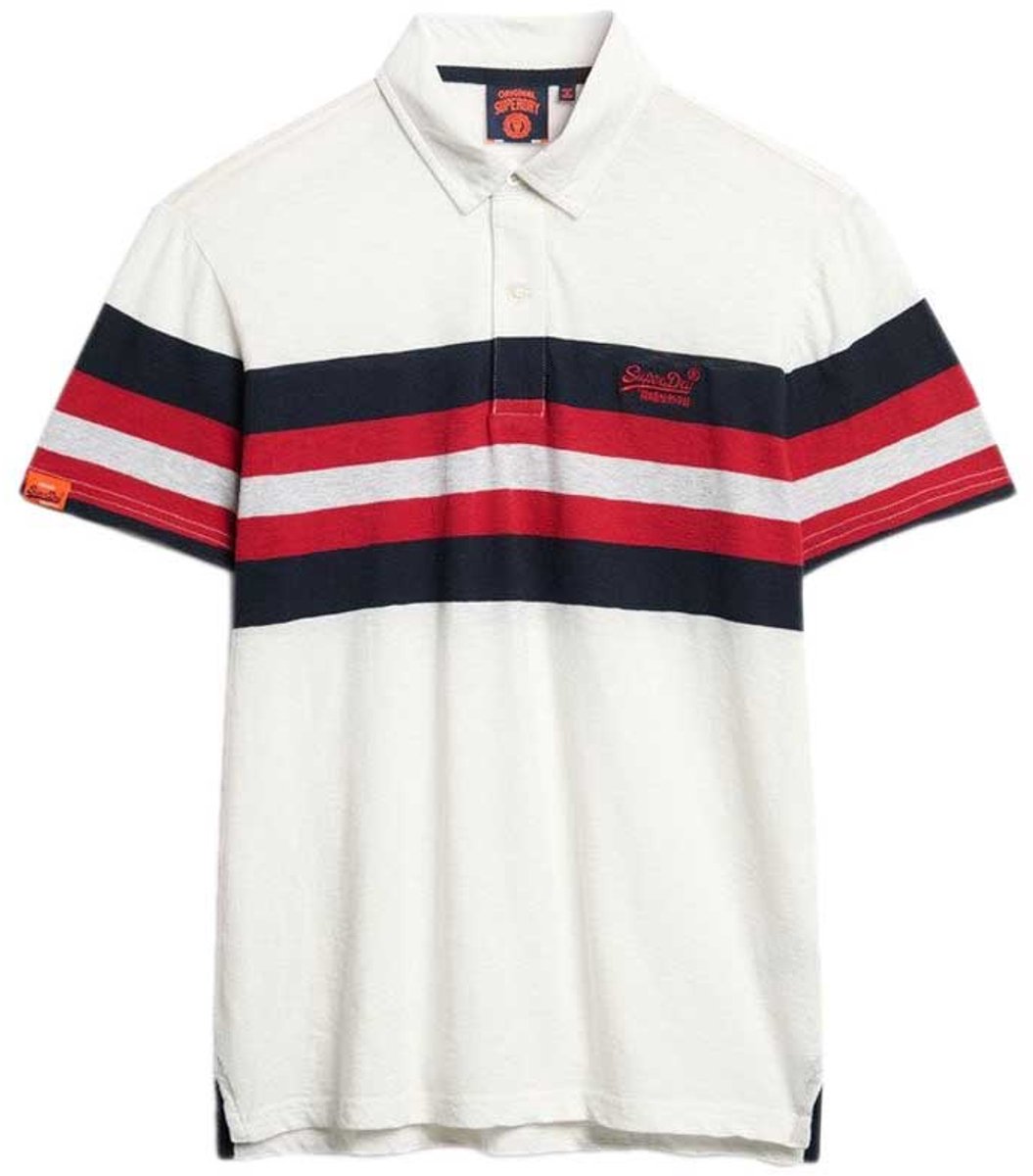 Superdry Lightweight Stripe Korte Mouw Poloshirt 3XL Man Wit