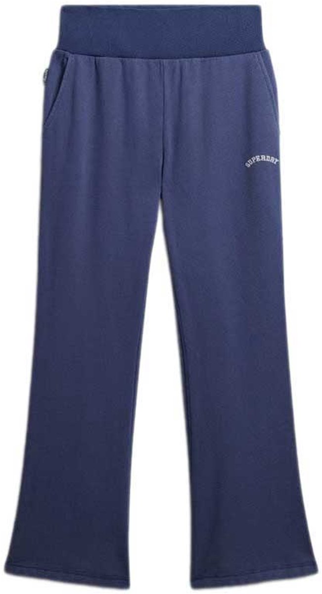Superdry Athletic Essentials jogger met lage taille wijde pijpen en logo Dames Broeken Marineblauw