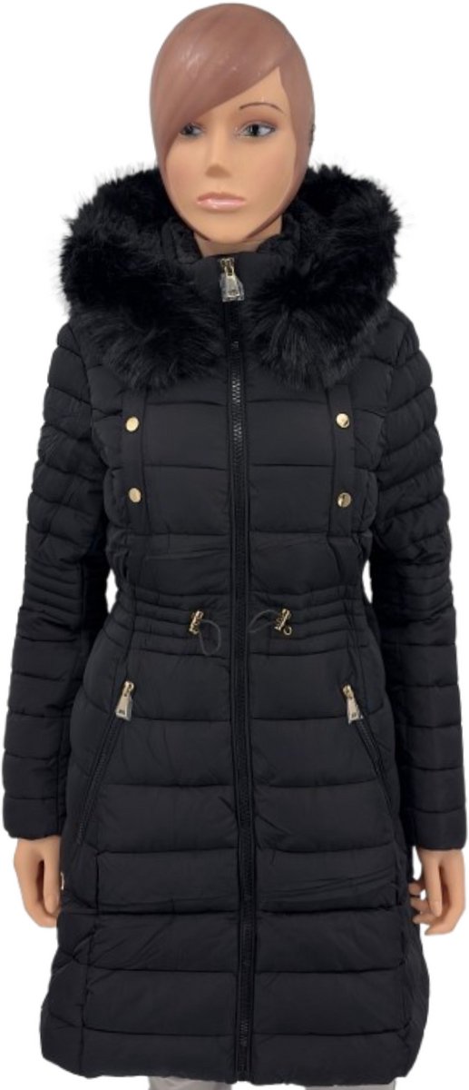 Wulux® - Dames Jas - Dames Winterjas - Parka Dames - Getailleerd Model - Zwart - Maat XL