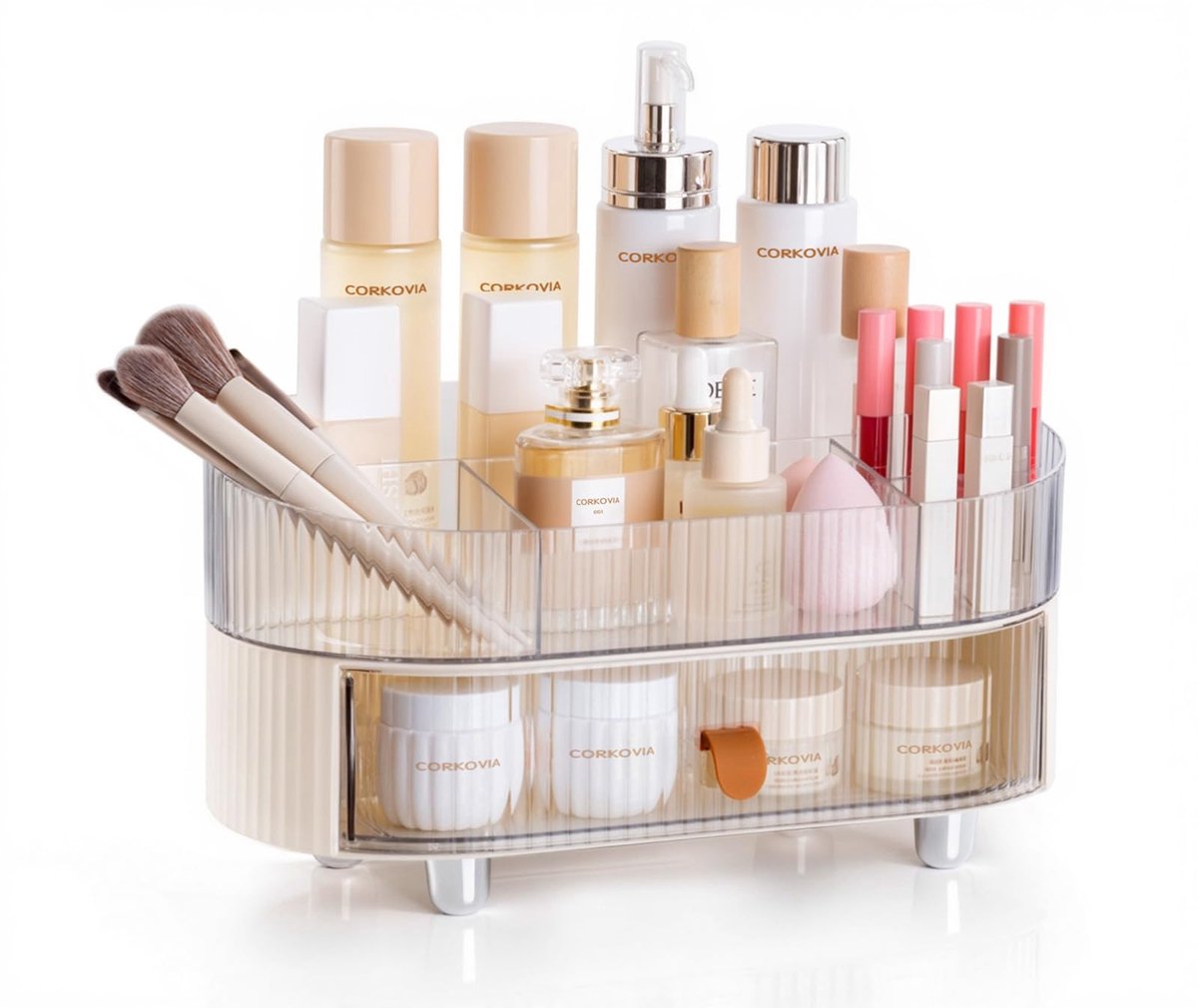 Ibenzoa® Ruimtebesparende transparante make-up organizer met laden en vakken