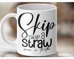 Mok Skip a Straw Save a Turtle Mok, Milieubewuste Mok, Zeeleven Mok, Duurzame Keuze Mok, Eco Vriendelijke Mok, Trendy Mok Cadeau idee