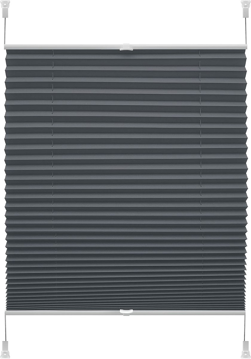 YOURSOL EASYFIX plisségordijn Verona 61,5 x 150 cm in donkergrijs, plisségordijn zonder boren, twee bedieningsrails