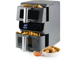DOMO DO550FR Dubbele Airfryer XX - Heteluchtfriteuse - 3,5 + 6,5 L – 2500 W - Grijs