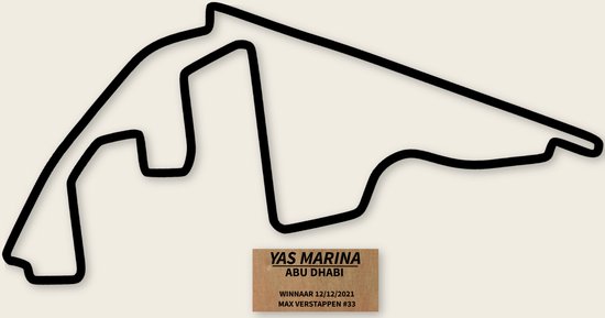 Circuit Abu Dhabi Yas Marina wanddecoratie – met informatiebord – klein 25×11,8 cm – zwart – autosport – wandbord