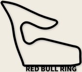 Circuit Red Bull Ring Oostenrijk wanddecoratie – geometrische line-art – middel 38×33,5 cm – zwart – autosport – wandbord