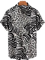 Zebraprint Blouse - Tijgerprint T-shirt - Korte mouwen Shirt - Zebra - Heren