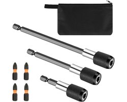 Allecto plus - Magnetische bithouder set - Zeskantige bitverlenging - Snelwissel - Accuschroevendraaier en elektrische boormachine - 3 stuks (60/100/150 mm)