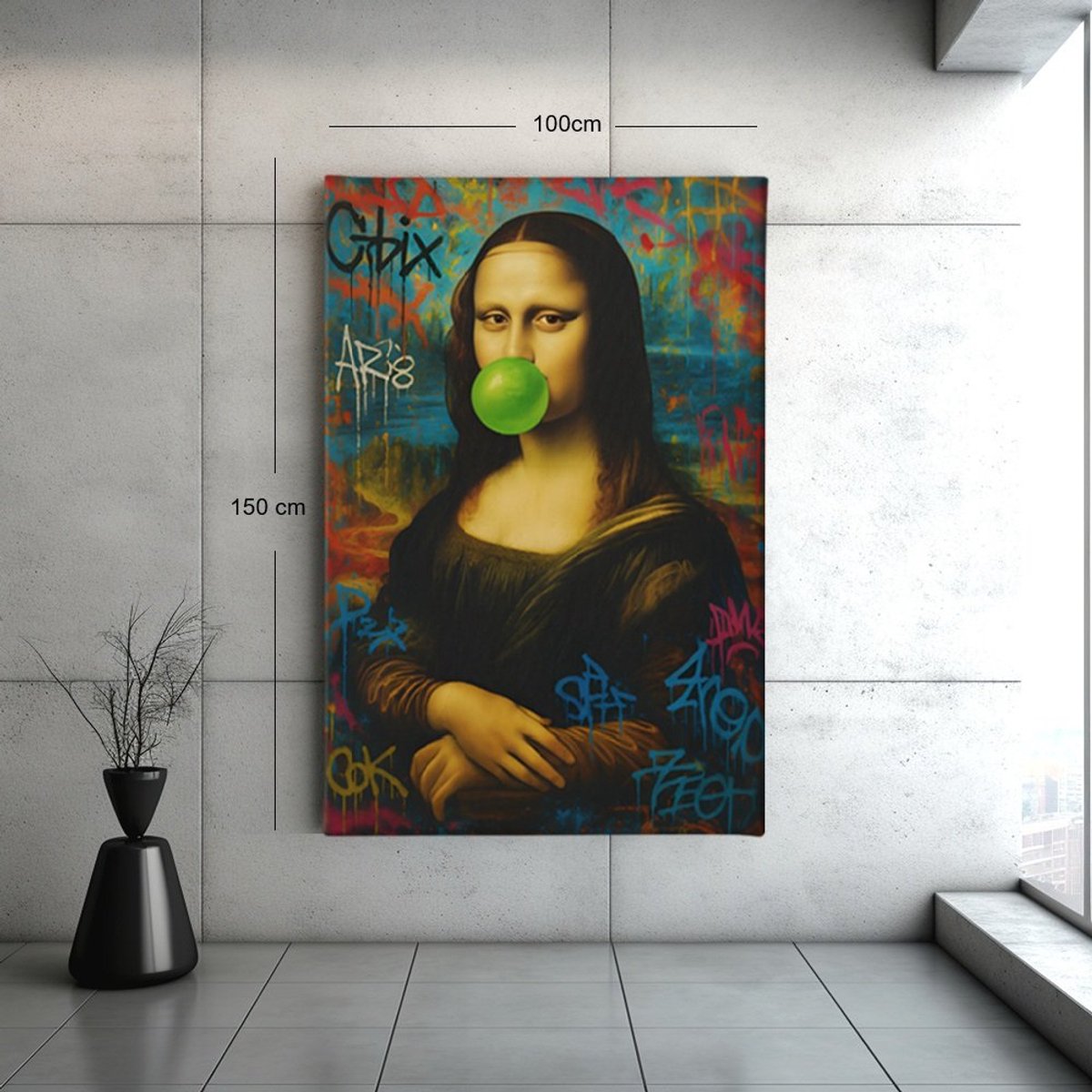 Trendex Global Canvas Schilderij – Mona Lisa – Street Art – Portret – 120x80x2 cm Kleurrijk