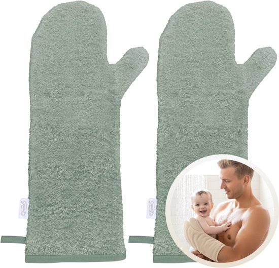 Funnies Washandjes Baby 2-pack Stone Green - Babywashandjes