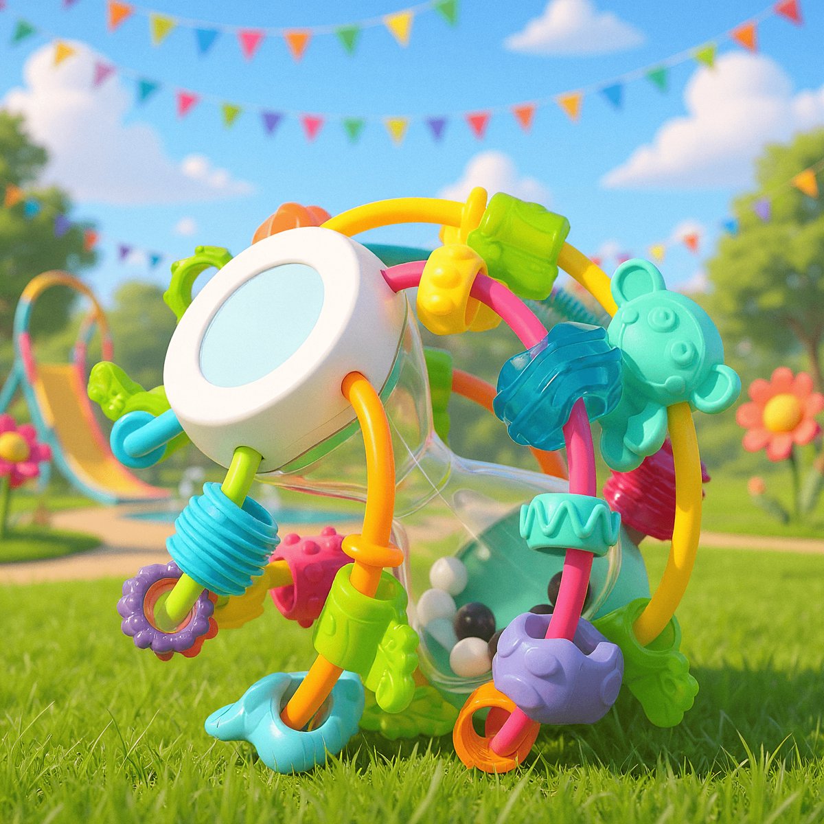 Playgro- Spelen en leren bal - Baby bal - Baby Speelgoed - Educatief baby speelgoed - Speelgoed Baby - Activity centre - Rammelaar - Activiteiten speelgoed - Cadeau - stimuleert ontwikkeling — afbeelding 10