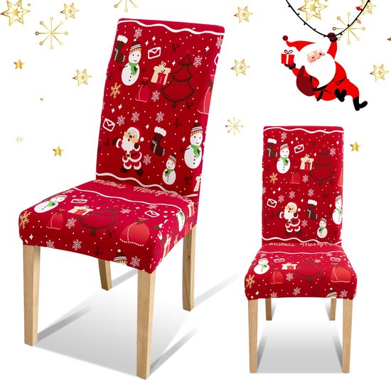 Housses de chaise de Noël, lot de 6, motif maison de Noël, Décoration festive et protection de chaise Noël