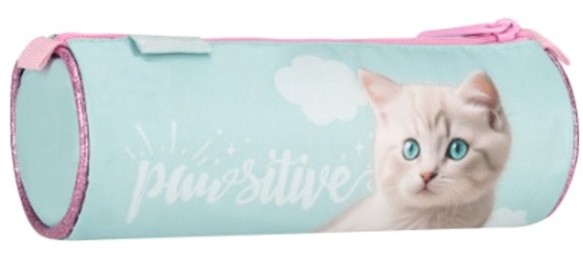 Etui "Positive" Kitten - roze/blauw - 8x22x8 cm