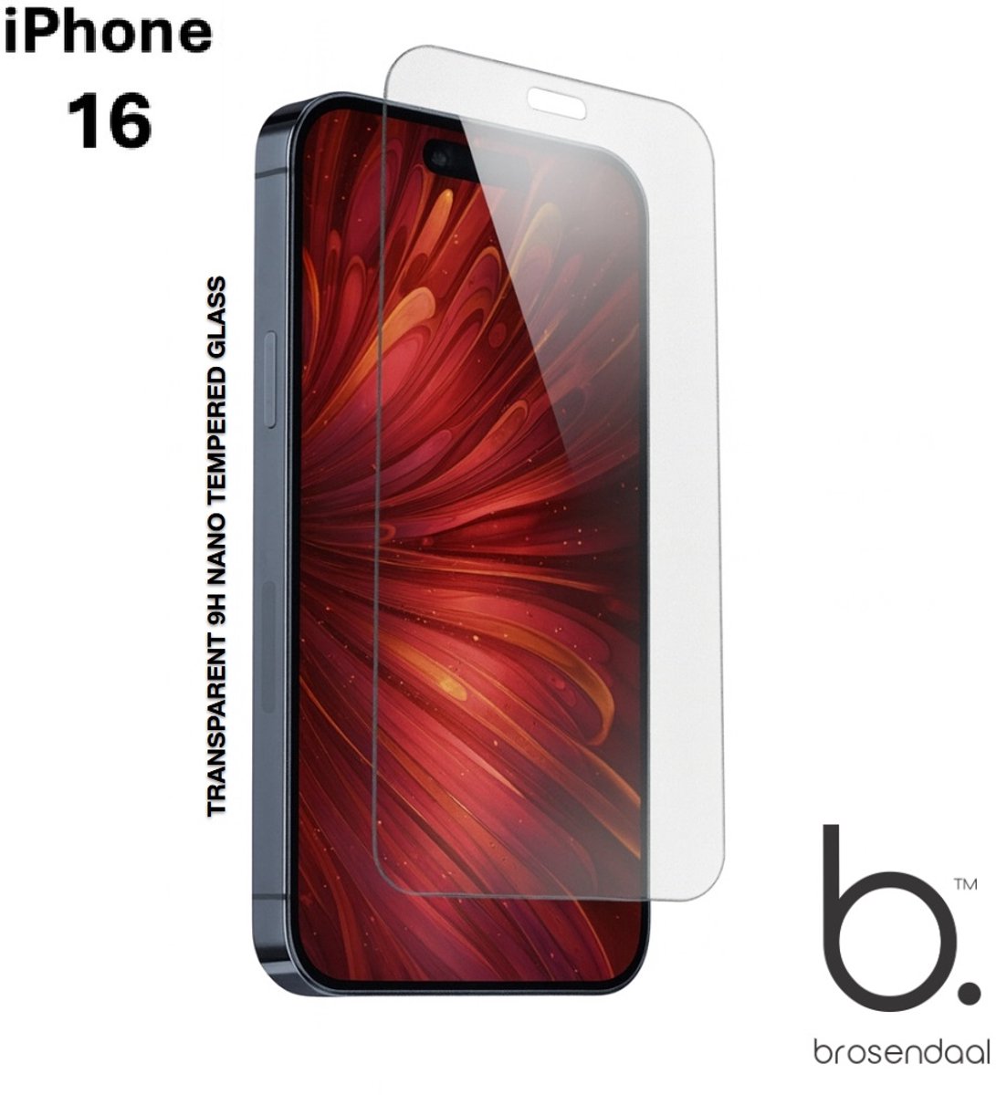 Brosendaal Screenprotector geschikt voor iPhone 16 - 9H Nano Coating - Ultradun - Maximaal Kras- en Valbestendig