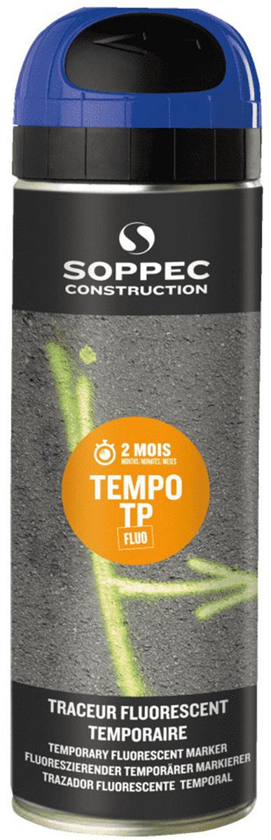 Soppec Tempo TP tijdelijke markeerverf, blauw, 500 ml