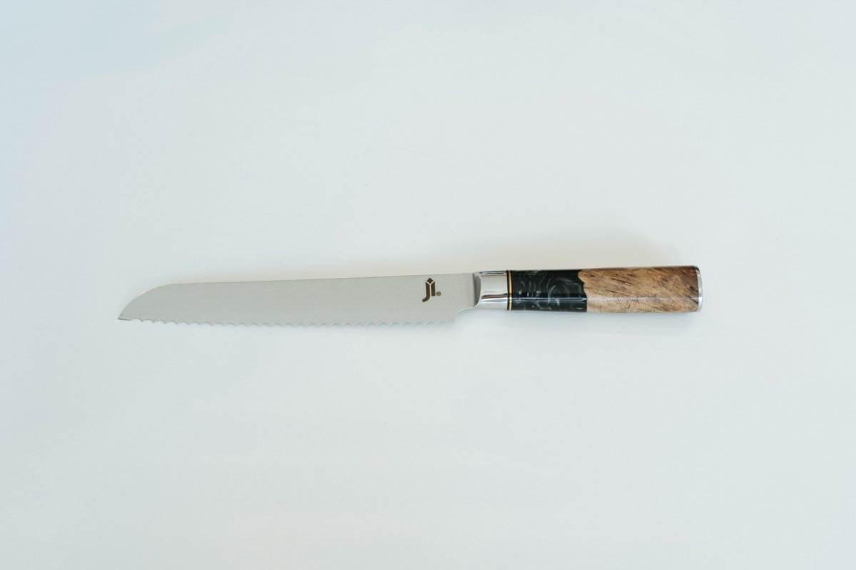 JI Broodmes - Damascus mes - keukenmessen - 18.5 Cm (7.3 Inch) - Premium Geschenkbox