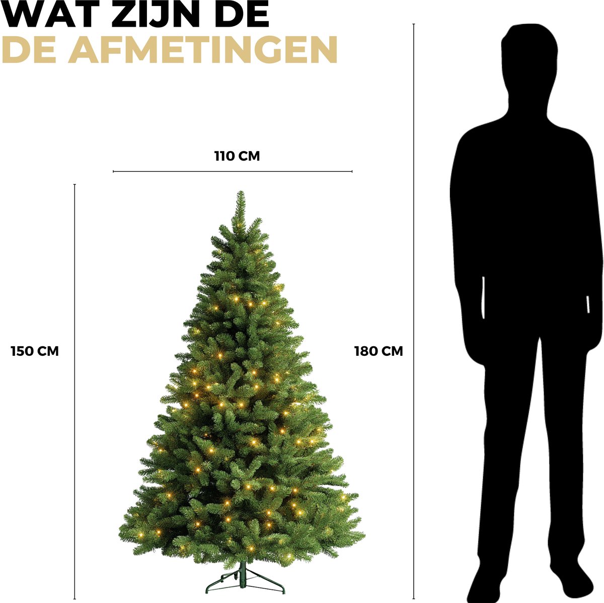 Ozocozy Kunstkerstboom - Kerstboom - 150 cm - Kunstkerstboom met LED-verlichting - Kerstboom met verlichting - 280 LED lampjes - 580 Takken - Kerst - Inclusief opbergtas – foto 5