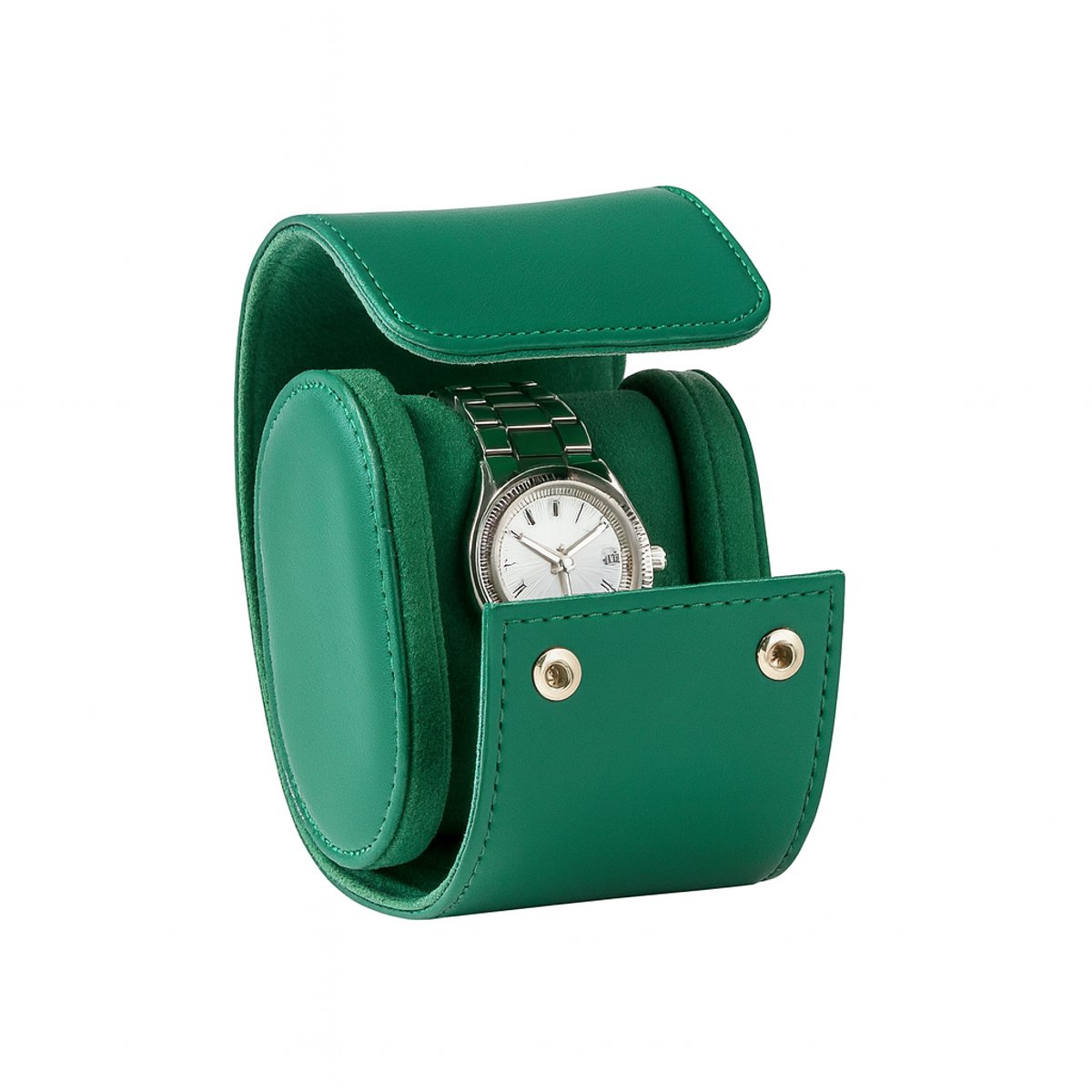 Luxe Horloge Rol 1 Stuk | Horlogedoos | Horloge Etui Leer | Watch Roll | Horloge Houder Sieradendoos | Horloge Opbergdoos Heren | Groen