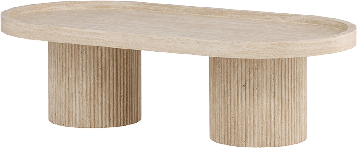 Nest living Micah Houten Salontafel Beige - Modern - Ronde tafel - Scandinavisch - 120 x 60 cm