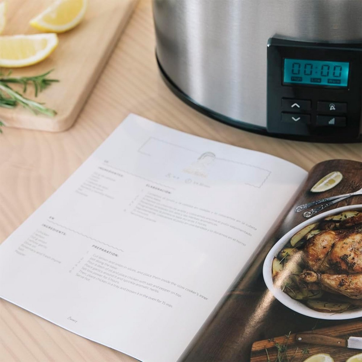 SCH® Slowcooker met timer - Slowcooker - Crockpot - Zwart - 31cm x 25cm x 40cm – foto 3