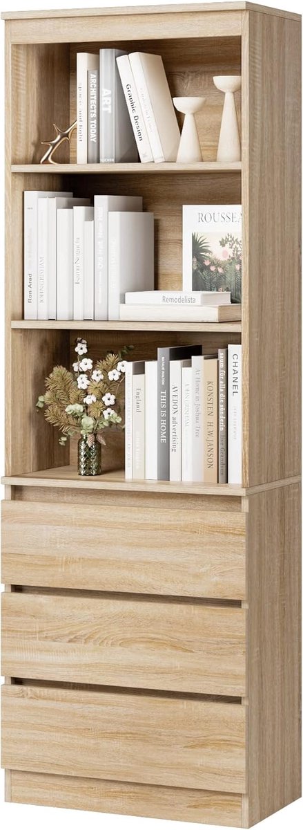Imperatoris - Archiefkast met 3 Laden en 3 Legplanken - Kantoorkast - Ladeblok Bureau - Dossierkast - Bureaukast - Opbergkast - Voorraadkast - Boekenkast - Bijzettafel - Armoire de Bureau - 35 x 60 x 180 cm - Eiken