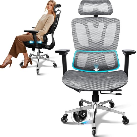 ALFORDSON Ergonomische bureaustoel met massage, voetensteun