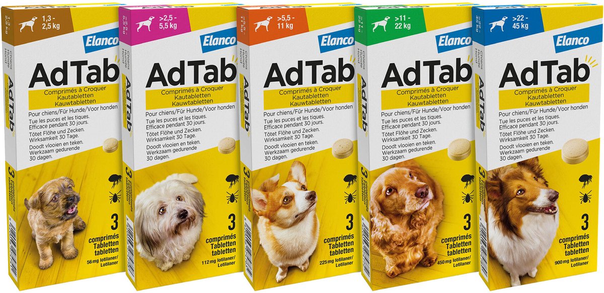 Elanco - Adtab Anti Vlooien en Teek Kauwtabletten - Hond - Bescherming - > 5,5 - 11 kg - 3 Tabletten - 1 Keer Per Maand — afbeelding 6
