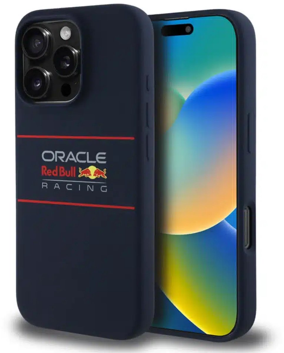 Red Bull Siliconen Hoesje Geschikt voor iPhone 16 Pro – Navy – MagSafe Compatibel – Flexibel & Schokbestendig