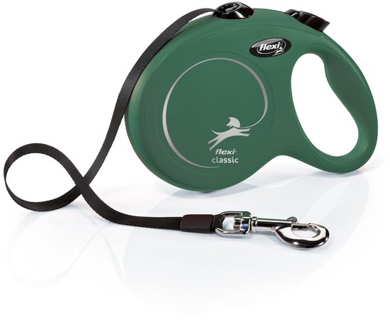 Laisse Tape Flexi New Classic - Taille M : pour chiens jusqu'à 25 kg - Couleur : Vert Olive - Longueur : 5 mètres