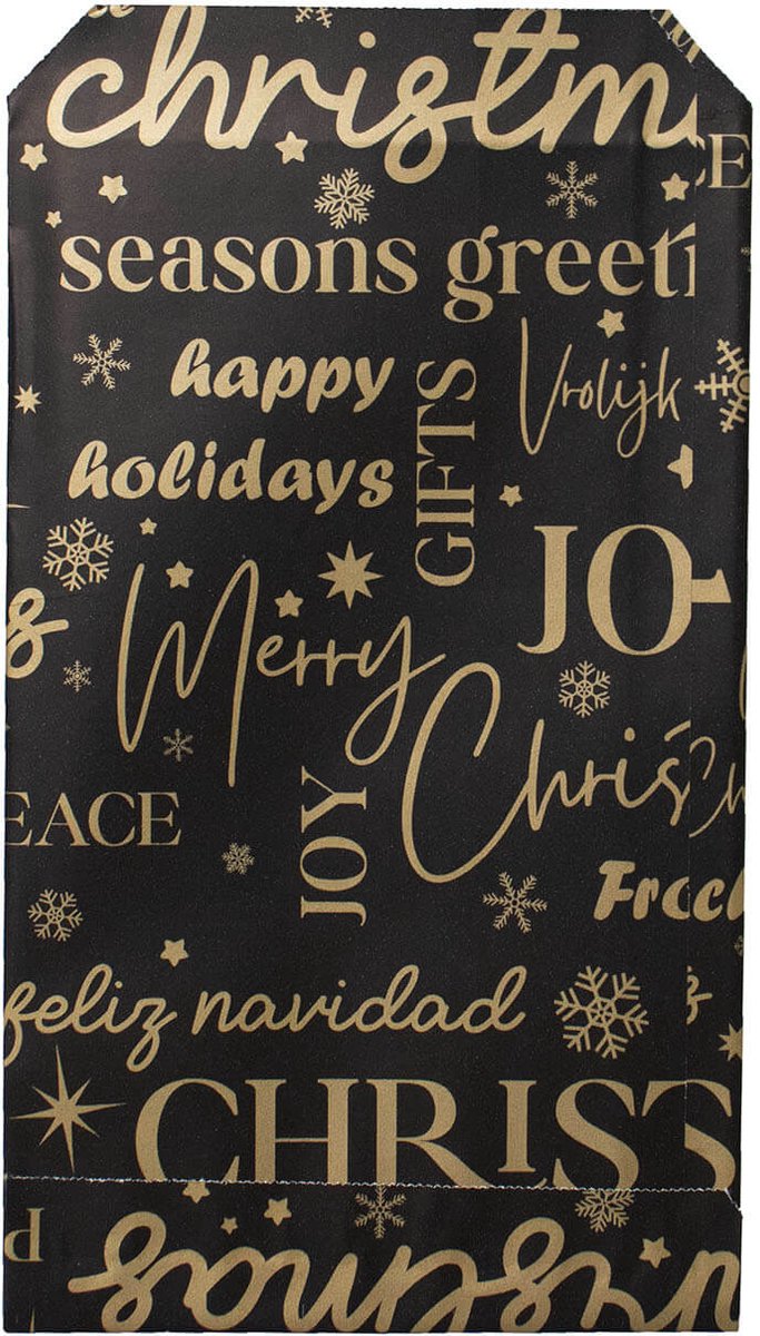 200x Papieren Zakjes Christmas International 12x19cm