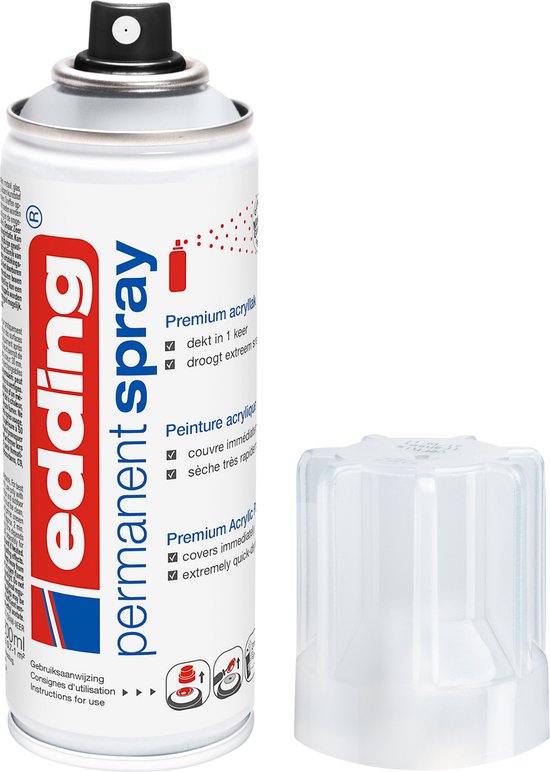 edding 5200 spuitverf in spuitbus transparante lak - transparant glanzend - 1 stuk - 200 ml verf - 0,5 t/m 1 m2 oppervlak - acrylverf voor een glanzende afwerking - voor het fixeren en beschermen van de laklaag