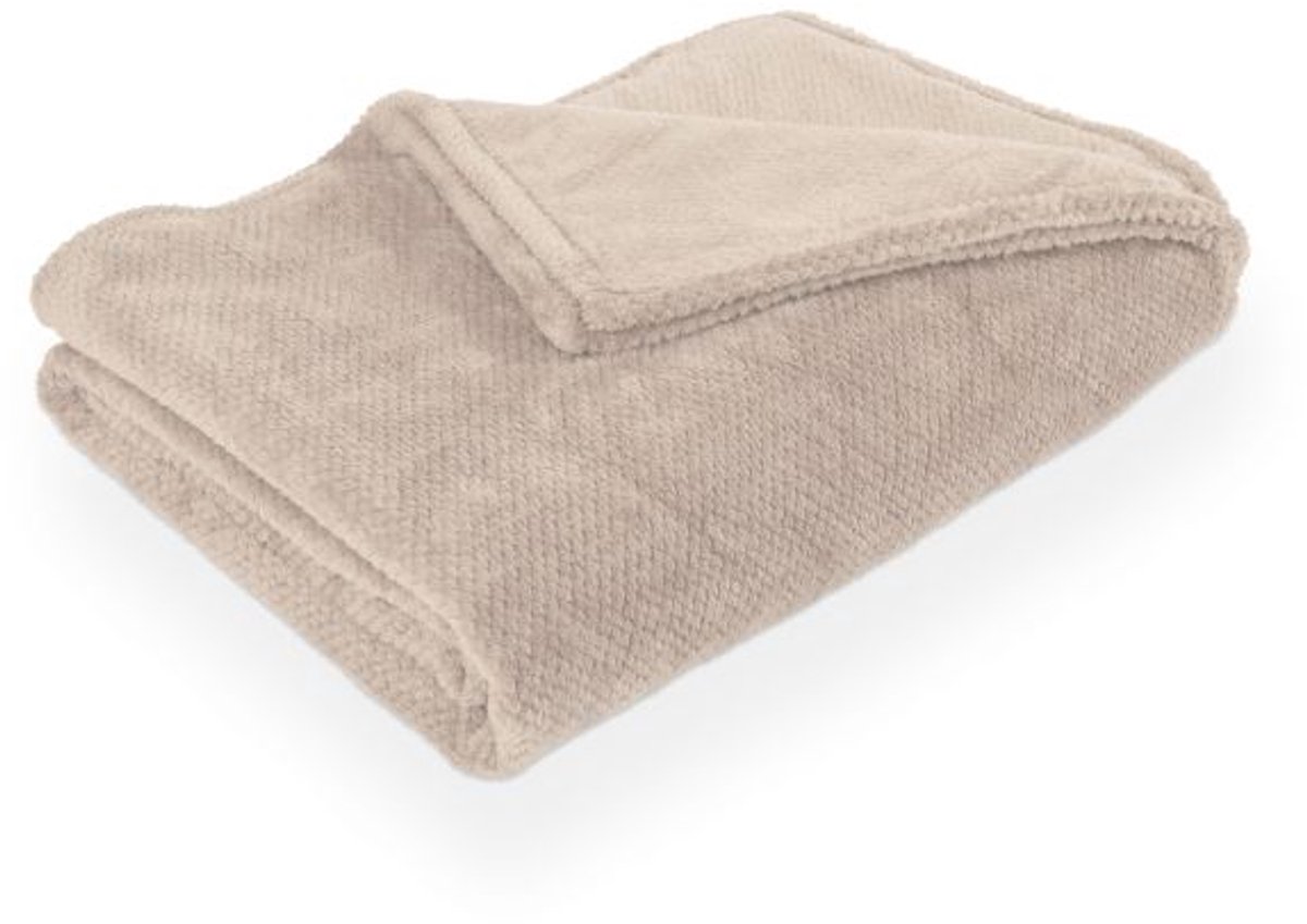 Tiseco Plaid PIPPA - Zachte Jacquard Flanel Deken - 150x200 cm, taupe
