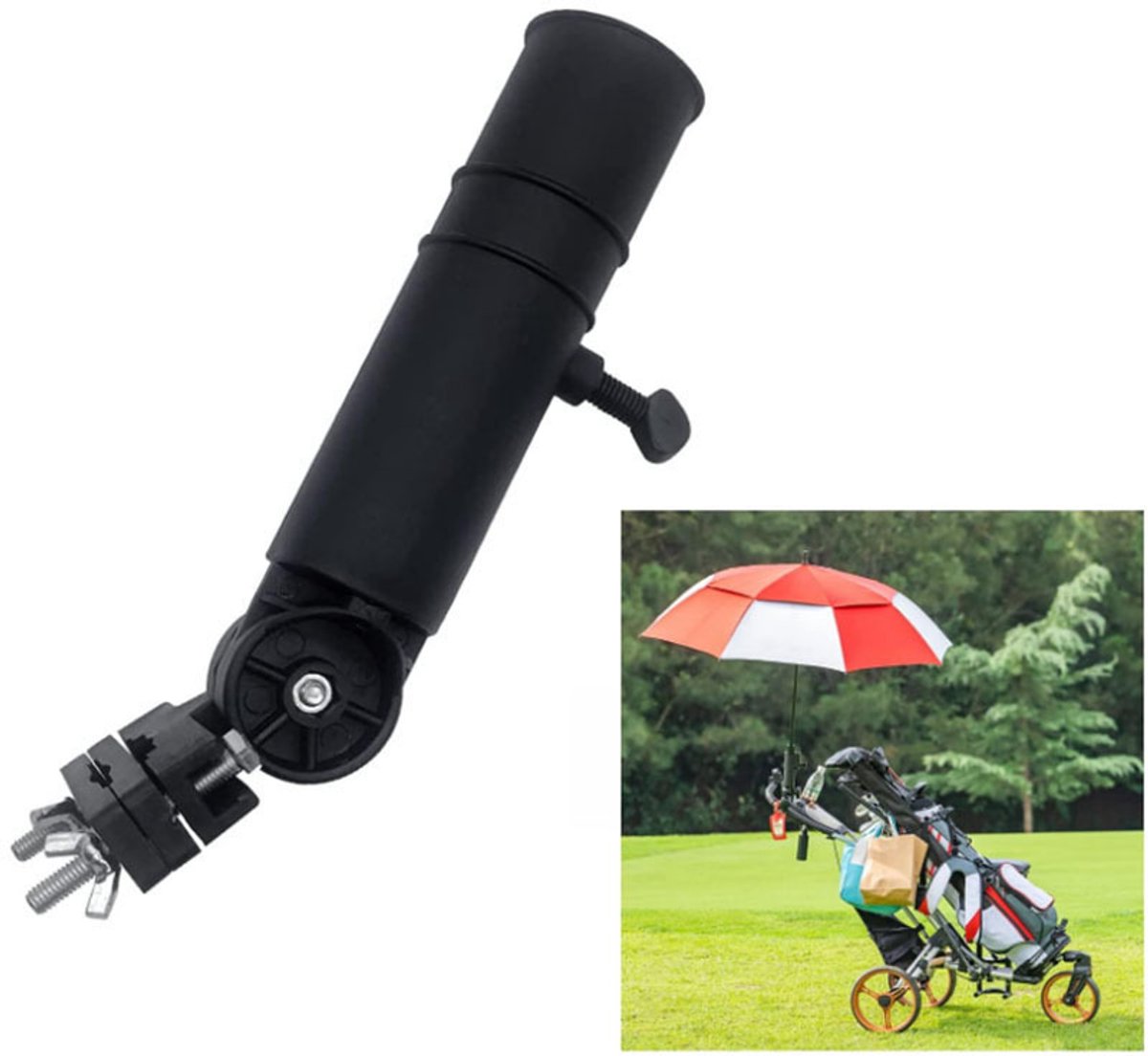 Golf parapluhouder - parapluhouder golf parapluhouder trolley cart paraplustandaard parapluhouder golf accessoires golfspullen parapluhouder golf