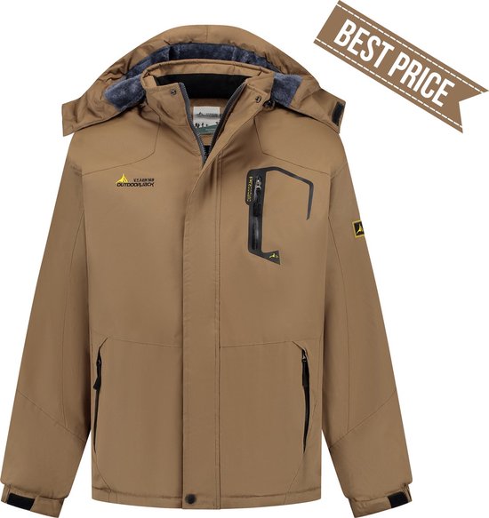 Winterjas - Heren winterjas - Heren parka jas - Wintersport - Waterdicht - Capuchon - Windjack - Maat L - Bruin