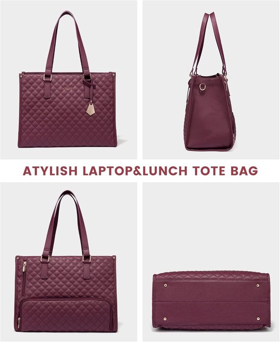 Lunch Tas, 2-in-1 Lunch Tas Handtas Combinatie, 15,6-inch Handtas Met Geïsoleerde Lunch Kamer, Lunch Tas, Vrouwen Koeltas, School Kantoor Isolatie Tas (rood) van Lovevook — afbeelding 5
