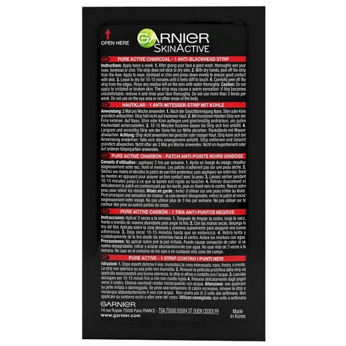 Garnier SkinActive Pure Active Charcoal Neusstrips - 6 x 4 stuks - Voordeelverpakking