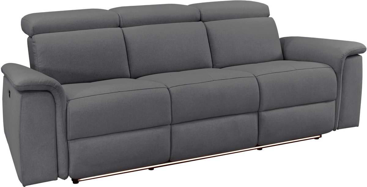 Notio Living Pareli-Bank 3-zits - Handmatige Relax - Antraciet Stof Grijs