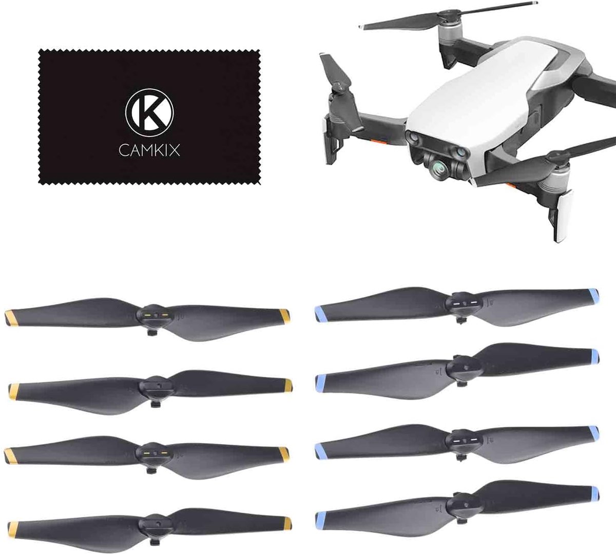 CamKix Vervangende Propellers voor DJI Mavic Air - 2 Sets (Totaal 8 Propellerbladen) - Quick Release - Propellers voor Drone - Zwart